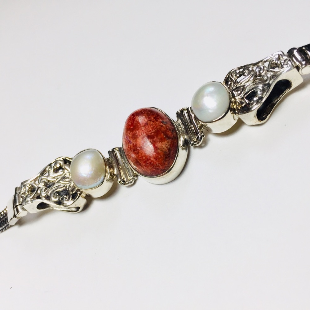 Jasper & Pearl Bracelet, 925 Silver